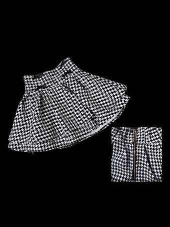 ロリータスカート ハイウエスト 千鳥格子 リボン レイヤード ミニスカート