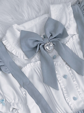 ロリータツーピーススーツ 半袖フリルブラウスとレースアップレイヤードジャンパースカート