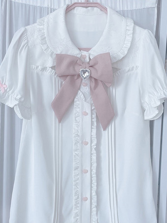 ロリータツーピーススーツ 半袖フリルブラウスとレースアップレイヤードジャンパースカート