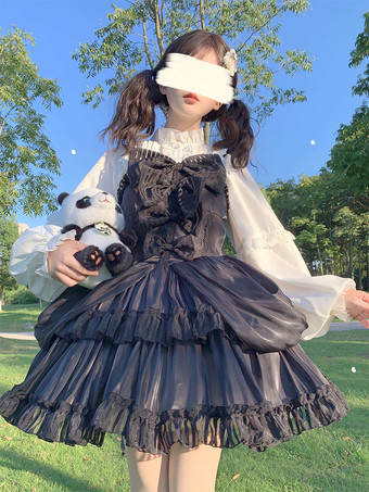 ロリータブラウス フリルカラー ロングランタンスリーブシャツ