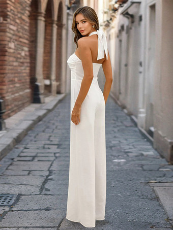 ホルターネック ワイドレッグ ジャンプスーツ レディース 2025