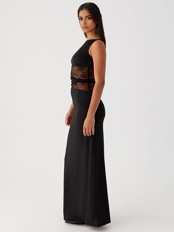 エレガントなマキシドレス（レースウエスト、ノースリーブ、レディース向けパーティードレス）2026