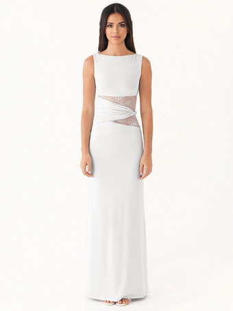 エレガントなマキシドレス（レースウエスト、ノースリーブ、レディース向けパーティードレス）2026