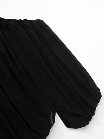 ブラックのアシンメトリーボディコンドレス、ルーシュミニドレス（レディース）2025