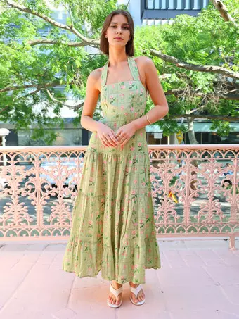 Floral Print Maxi Dress Halter Neck Layered Summer Dress For Women 2026 -  Milanoo.com