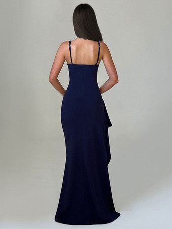 深めのVネック パーティードレス ハイスリット ノースリーブ ロングドレス レディース 2026