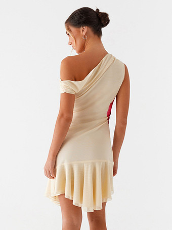 レディース向け花柄アシンメトリーミディドレス 2025