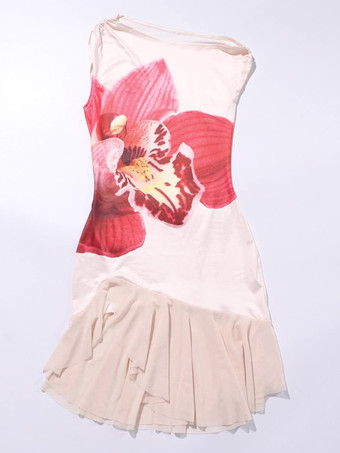 レディース向け花柄アシンメトリーミディドレス 2025