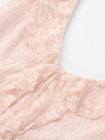 ソフトピンクのレースドレス Vネック ボディコン ミニドレス レディース 2025