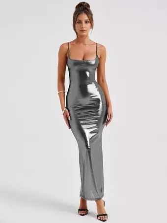 knee length dresses for ladies Womens Sexy Summer Dresses Sleeveless Round Neck Thigh-high Slit Ruche main image 1