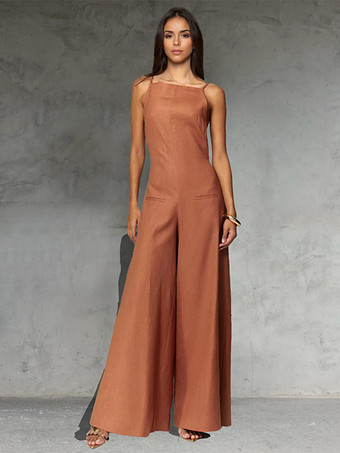 2025年レディース向けワイドレッグノースリーブジャンプスーツ