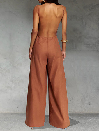 2025年レディース向けワイドレッグノースリーブジャンプスーツ