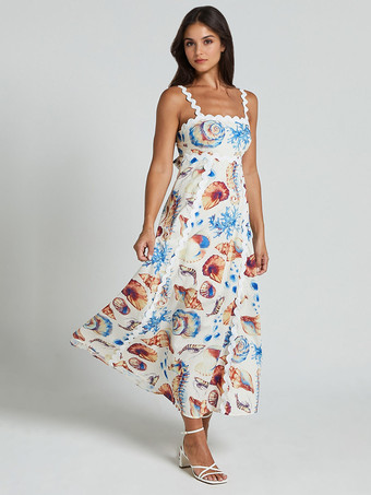 オーシャンスタイルプリントドレス ウエストにフィットするAラインサマードレス（レディース 2025）