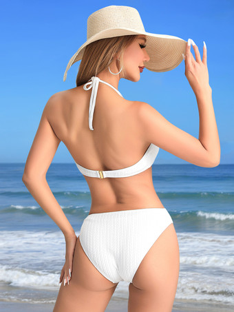 2025年夏向けキーホールカットアウトモノキニ無地ワンピース水着