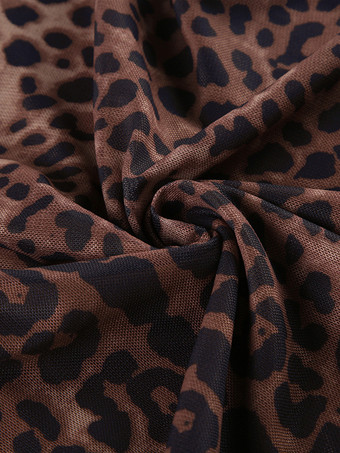 ヒョウ柄Vネックボディコンミニドレス（フリル裾付き）レディース 2025