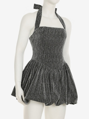 キラキラ輝くホルターネックAラインミニドレス（レディース）2026