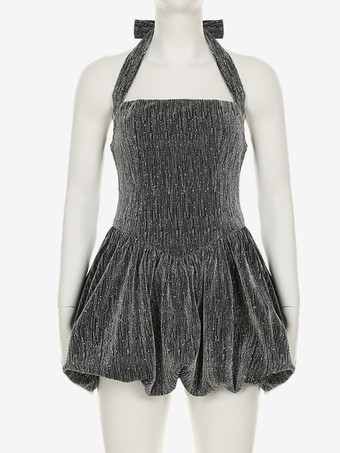 キラキラ輝くホルターネックAラインミニドレス（レディース）2026