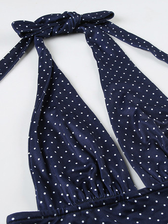 ドット柄ツーピースコーデセット ディープVネッククロップトップとフリルスカート レディース 2025