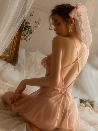 ランジェリー シームレス シースルー ベビードール シュミーズ セクシー 室内用 レース ブラック