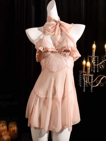 ランジェリー シームレス シースルー ベビードール シュミーズ セクシー 室内用 レース ブラック