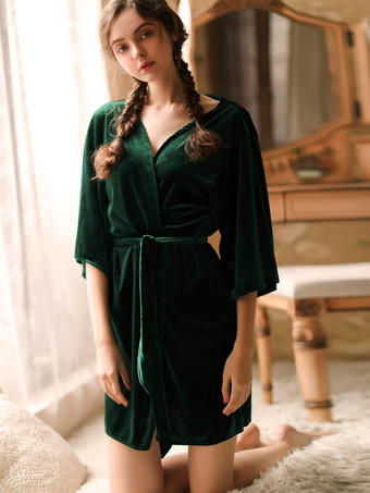 パジャマセット グリーンベロアレース 室内用ランジェリー