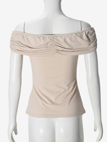 円形バックル付きオフショルダートップス（レディース）2025