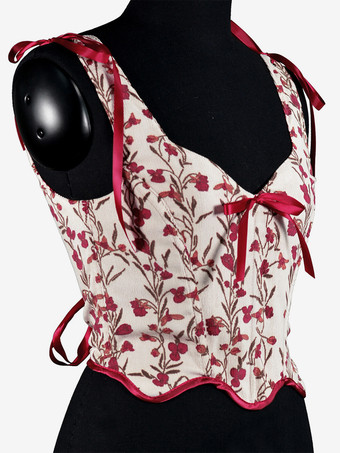 ヴィンテージ クロージング ヴィンテージ コルセット ヴィンテージ レディース クロージング エクリュ ホワイト レースアップ コルセット 大人用 プリント レディース レトロ