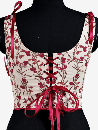 ヴィンテージ クロージング ヴィンテージ コルセット ヴィンテージ レディース クロージング エクリュ ホワイト レースアップ コルセット 大人用 プリント レディース レトロ