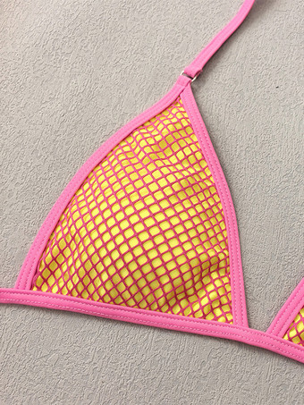 メッシュ水着セット コントラストカラービキニとミニスカートカバーアップ ビーチ用 2025