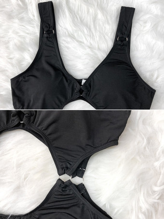 セクシーな黒のモノキニカットアウトワンピース水着 2025