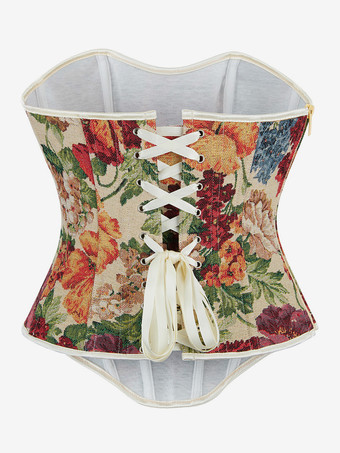 Abbigliamento Vintage Corsetto Vintage Abbigliamento Vintage Donna Corsetto con Lacci Albicocca Stampa Floreale per Adulti Classico per Ragazze