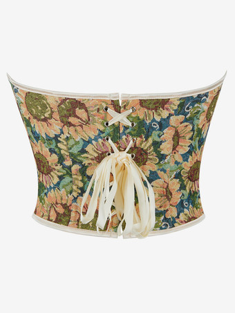 ヴィンテージ クロージング ヴィンテージ コルセット ヴィンテージ レディース クロージング イエロー コルセット 大人用 プリント レディース シック