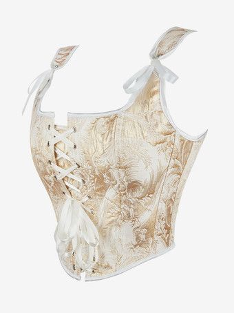 ヴィンテージ クロージング ヴィンテージ コルセット ヴィンテージ レディース クロージング ゴールド レースアップ コルセット 大人用 プリント レディース シック