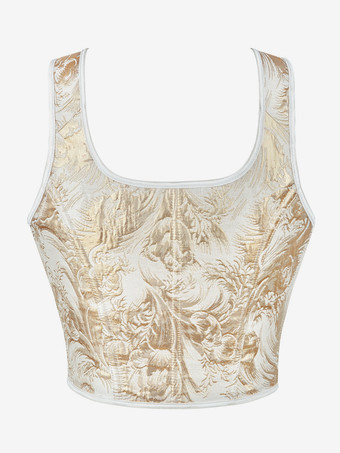 ヴィンテージ クロージング ヴィンテージ コルセット ヴィンテージ レディース クロージング ゴールド レースアップ コルセット 大人用 プリント レディース シック