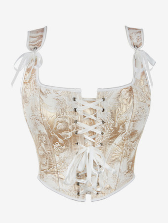 ゴールド ヴィンテージ クロージング ヴィンテージ コルセット ヴィンテージ レディース クロージング ゴールド レースアップ コルセット 大人用 プリント レディース シック