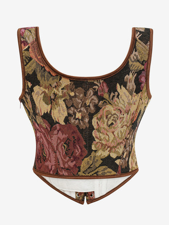 ヴィンテージ クロージング ヴィンテージ コルセット ヴィンテージ レディース クロージング ブラック レースアップ コルセット 大人用 プリント レディース シック