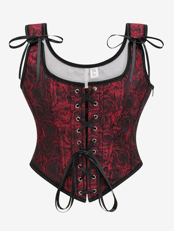 レッド ヴィンテージ クロージング ヴィンテージ コルセット ヴィンテージ レディース クロージング ブラック レースアップ コルセット 大人用 プリント レディース シック