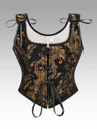 ブラック ヴィンテージ クロージング ヴィンテージ コルセット ヴィンテージ レディース クロージング ブラック レースアップ コルセット 大人用 プリント レディース シック