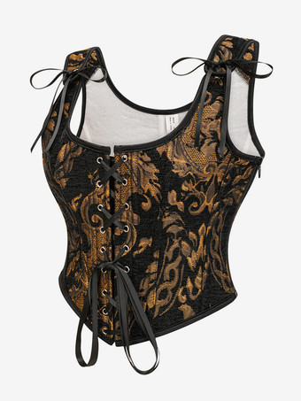 ヴィンテージ クロージング ヴィンテージ コルセット ヴィンテージ レディース クロージング ブラック レースアップ コルセット 大人用 プリント レディース シック