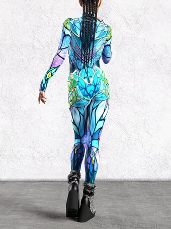 パターニング全身タイツ ハロウィン 女性用ジャンプスーツ、ボディスーツ、パンク、ヒョンカラー、全身タイツ、キャットスーツ