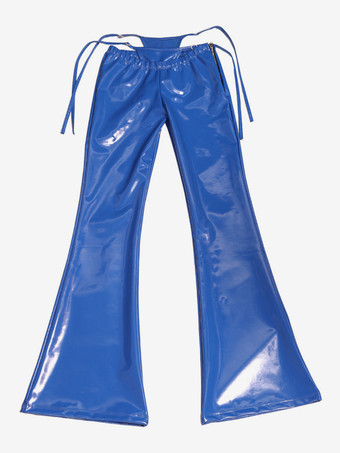 レディース セクシー シャイニー アンモニア ラテックス フレアレギンスパンツ ストレッチ ローライズ ベルボトム パンツ ブリーフ付き