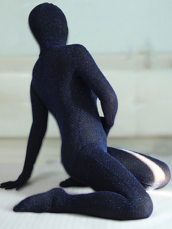 ディープブルーセクシーな全身タイツキャットスーツ ハロウィンボディスーツ