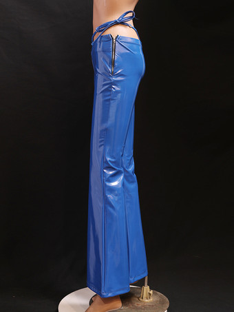 レディース セクシー シャイニー アンモニア ラテックス フレアレギンスパンツ ストレッチ ローライズ ベルボトム パンツ ブリーフ付き