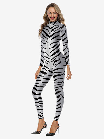 アニマル全身タイツ ゼンタイ ユニセックス ハロウィン コスプレ ボディスーツ ゼブラ柄 アニマルスキン プリント パーティー スキニー キャットスーツ ジャンプスーツ