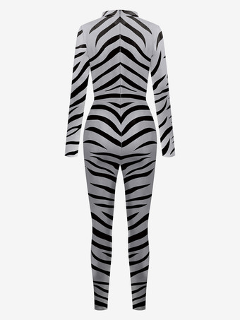 アニマル全身タイツ ゼンタイ ユニセックス ハロウィン コスプレ ボディスーツ ゼブラ柄 アニマルスキン プリント パーティー スキニー キャットスーツ ジャンプスーツ