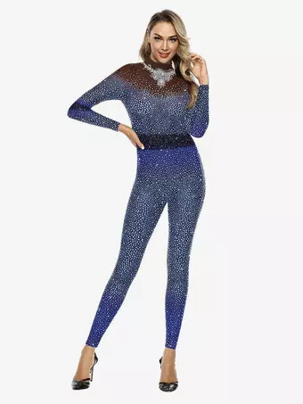 Patterned Zentai Suits Sexy Catsuits For Women Pearl Print Jumpsuit Stage  Catwalk Yoga Zentai Suit - Milanoo.com