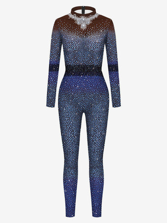 パターニング全身タイツ 女性用セクシーキャットスーツ パールプリント ジャンプスーツ ステージキャットウォーク ヨガ 全身タイツスーツ