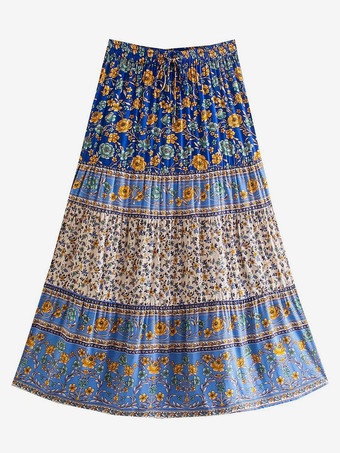 レディース向け花柄レイヤードマキシボヘミアンスカート 2025