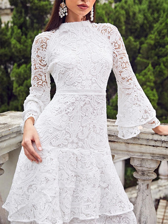 ベルスリーブ レイヤード レース ミディ パーティードレス 2026