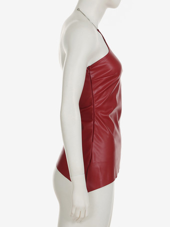 ホルターネック PUレザー クラブトップス（アシンメトリーヘム）2026